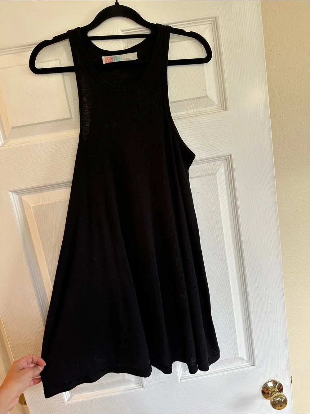 Free People Black Ribbed Mini Tank Dress